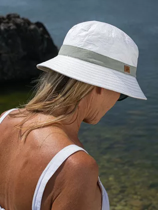 Chapeau protection solaire Amaury blanc et vert - Soway