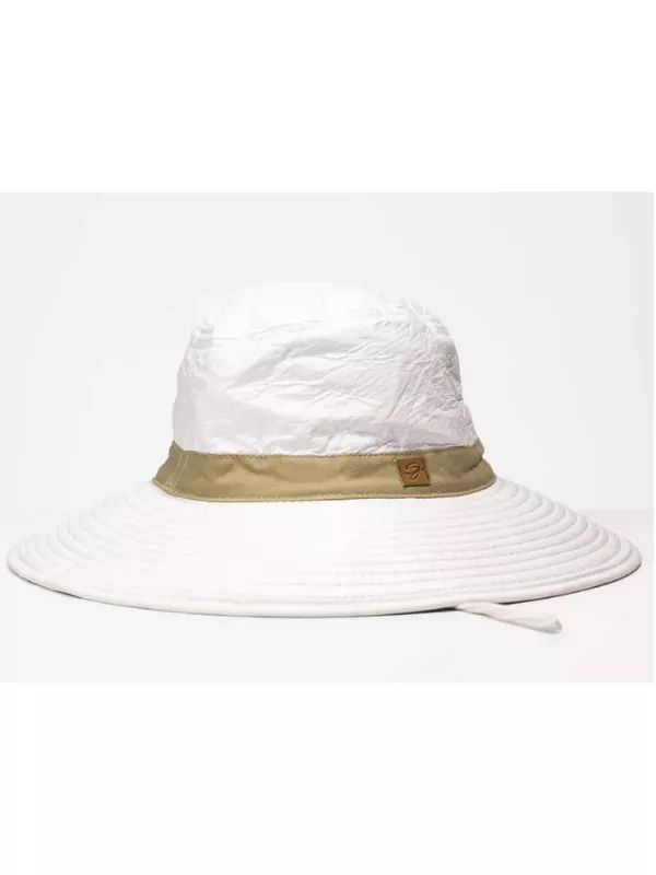 Chapeau protection solaire Naturel à large bord blanc et beige - Soway