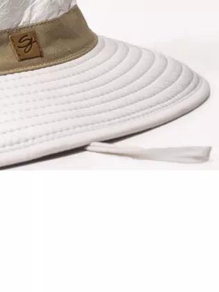 Chapeau protection solaire Naturel à large bord blanc et beige - Soway