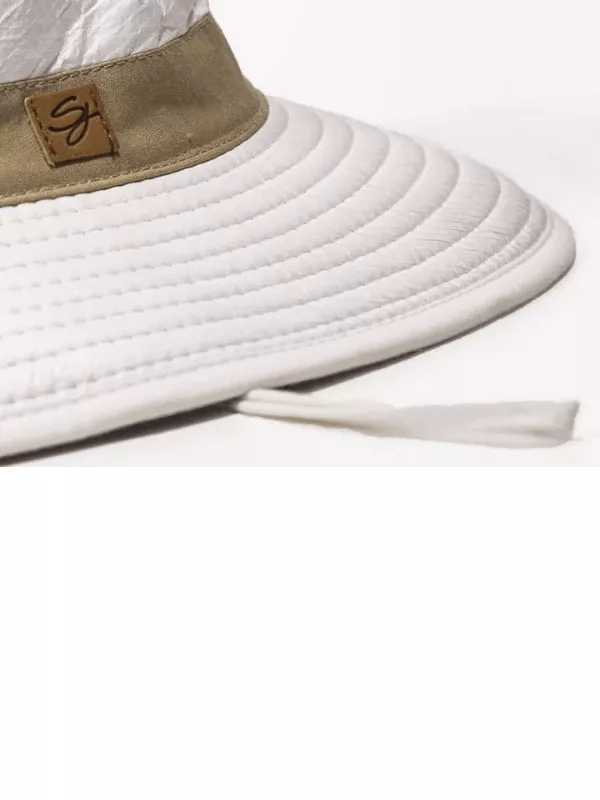 Chapeau protection solaire Naturel à large bord blanc et beige - Soway