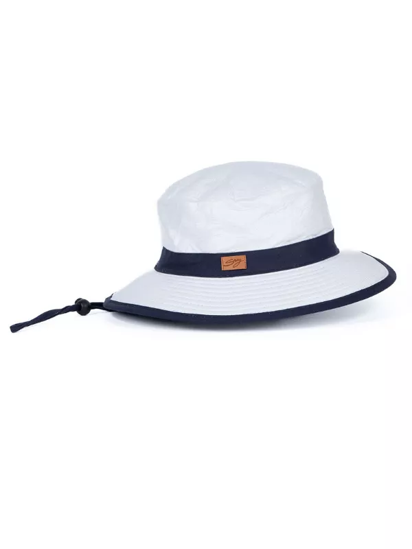 Chapeau protection solaire Bord de mer blanc et marine - Soway