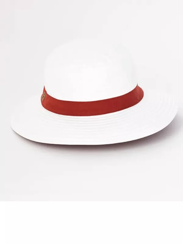 Chapeau protection solaire Bord de mer blanc et terracotta - Soway