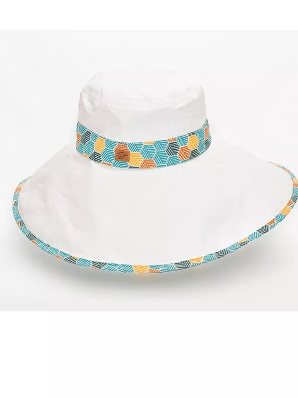 Chapeau à large bord pour protection solaire blanc et turquoise - Soway