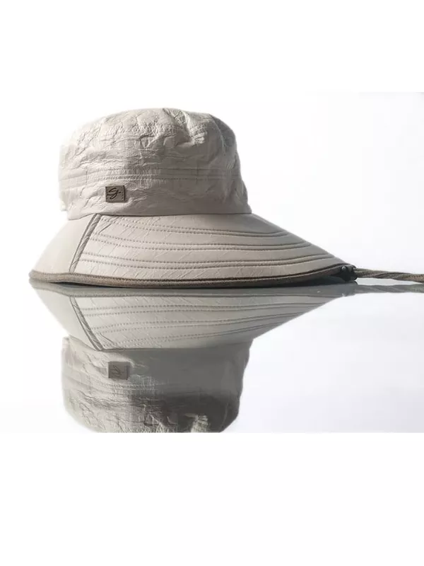 Casquette large visière pour protection solaire beige et cognac - Soway