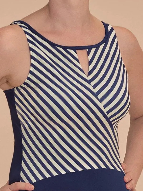 Maillot de bain pour prothèse mammaire Casoria marinière 1 pièce Amoena