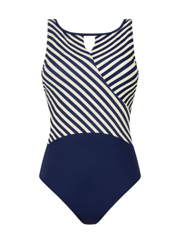 Maillot de bain pour prothèse mammaire Casoria marinière 1 pièce Amoena